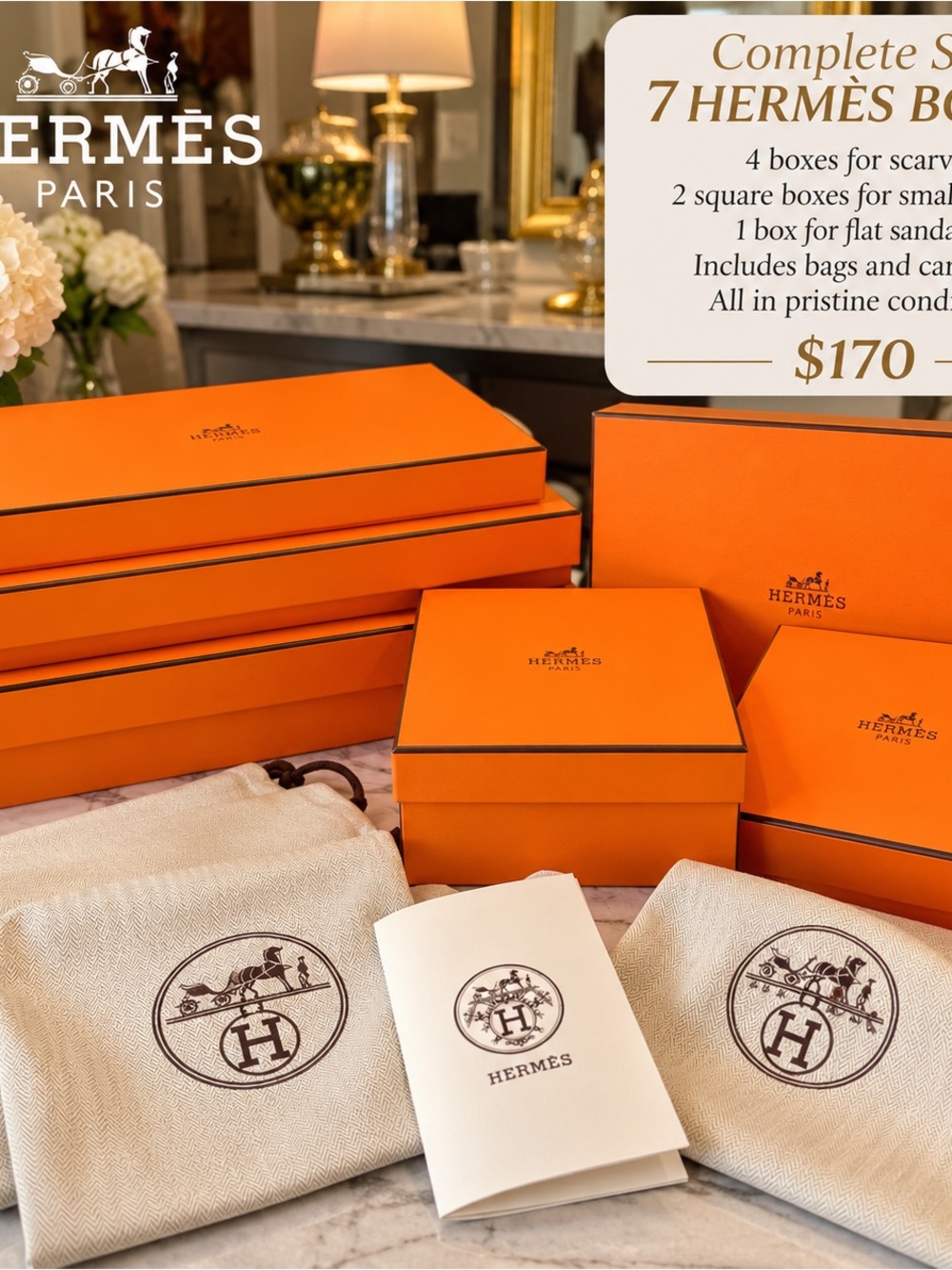 HERMES Orange Luxury Gift Boxes - Set of 7